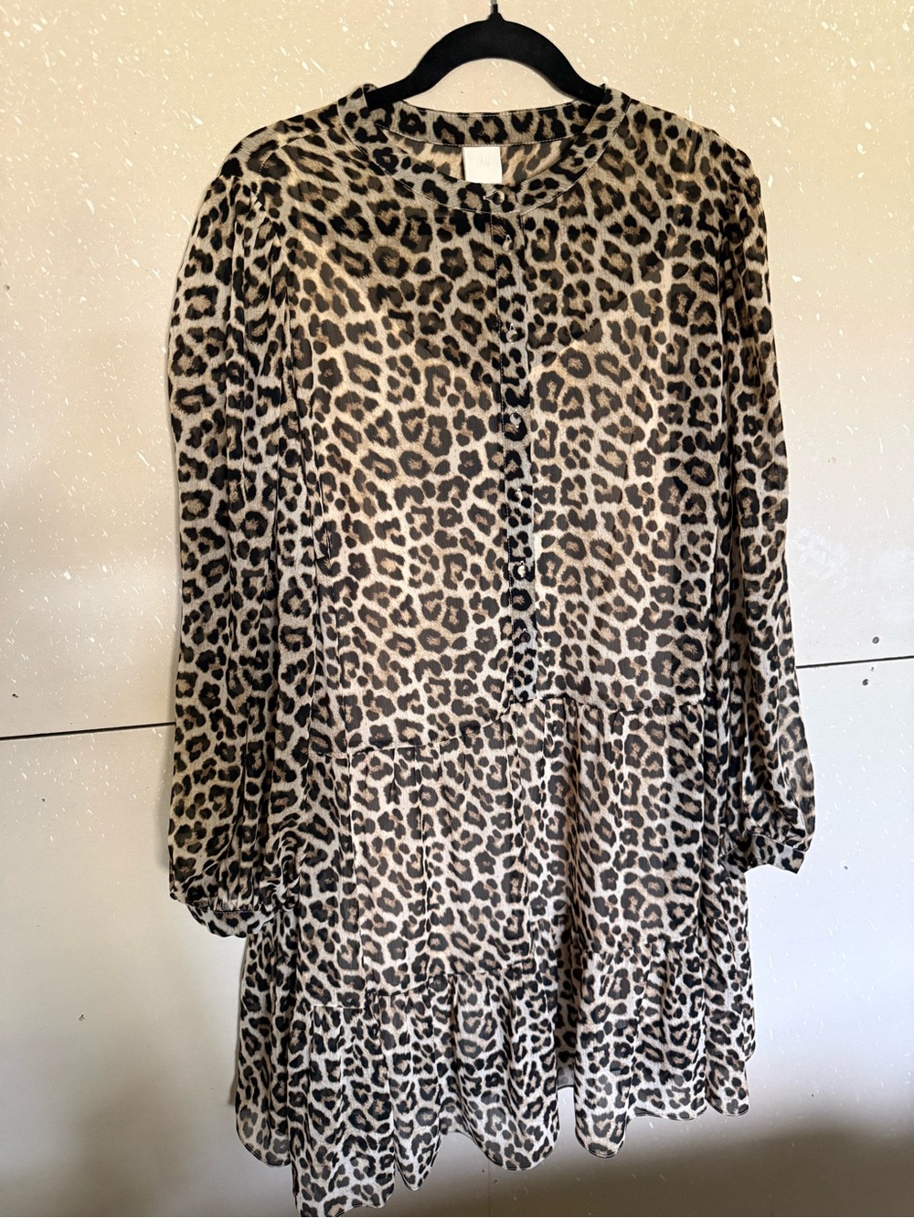 H&M Girls' Leopard Print Tiered Dress - Black & Tan